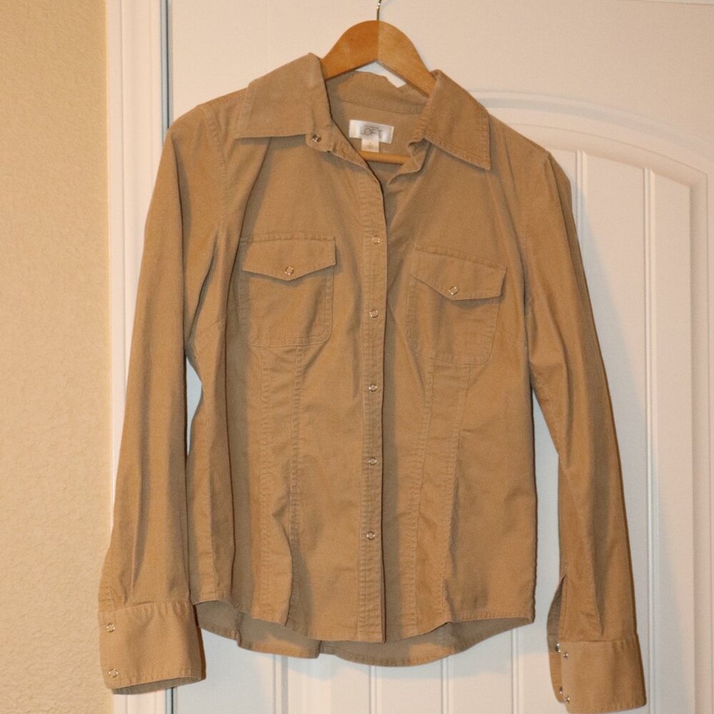 LOFT Corduroy Shirt - Sz Medium Tan
